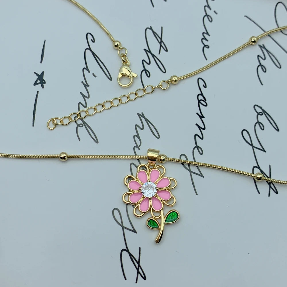 Colgante Flor de Esmalte Romántico