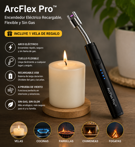 ArcFlex Pro™ | Encendedor Eléctrico Recargable, Flexible y Sin Gas