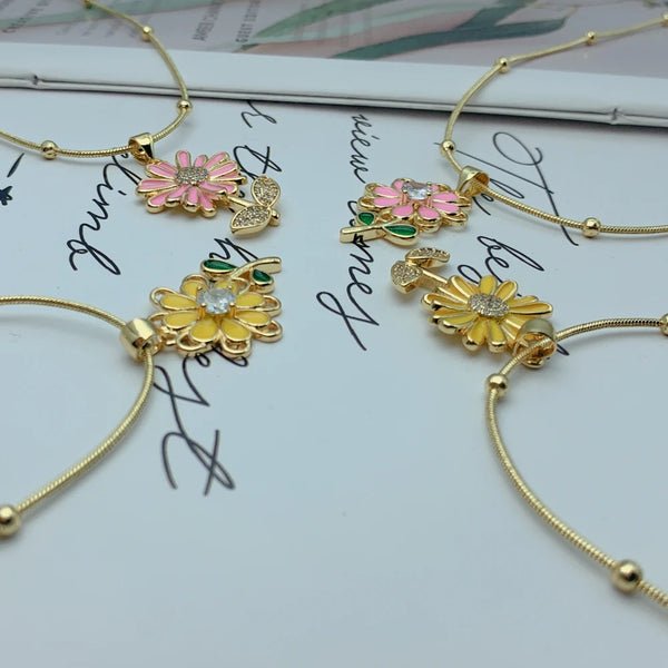 Colgante Flor de Esmalte Romántico