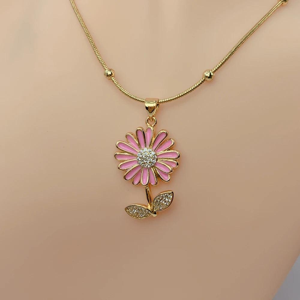 Colgante Flor de Esmalte Romántico