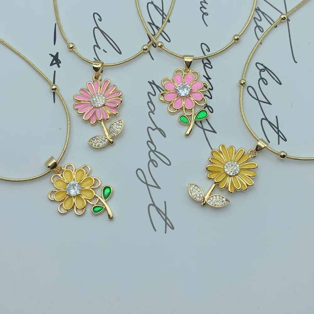 Colgante Flor de Esmalte Romántico