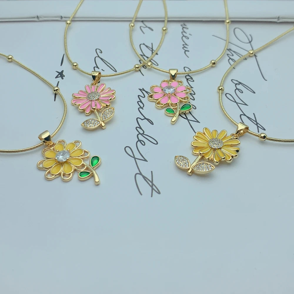 Colgante Flor de Esmalte Romántico